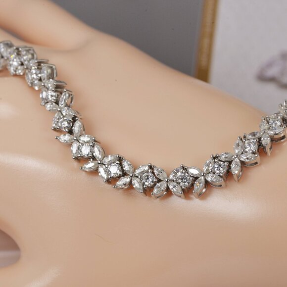 GRA Certified Maqui and Round Cut Moissanite Tennis Bracelet 925 Sterling - Picture 6 of 8